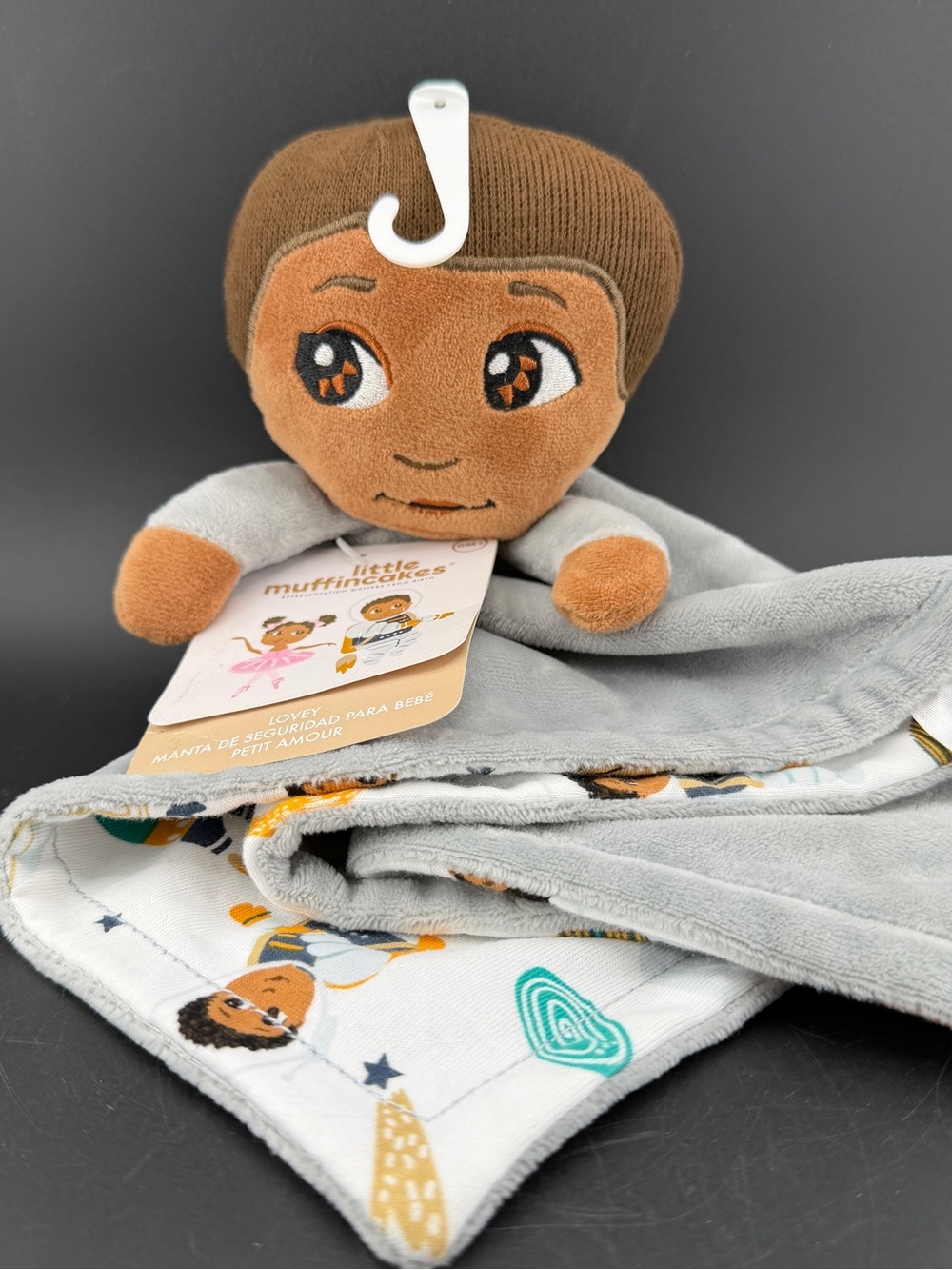Little Muffincakes Lovey Baby Boy Astronaut Plush Gray Security Blanket 13.5”